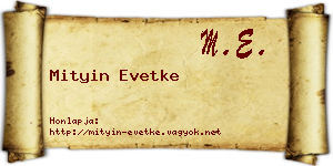 Mityin Evetke névjegykártya
